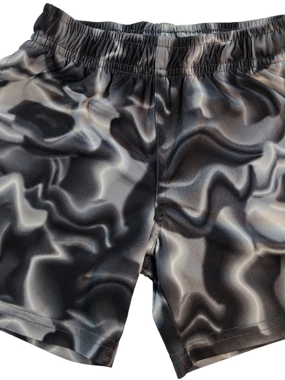 Boy's XS Black & White Oil Slick Themed Athletic Works DriWorks Swim Short